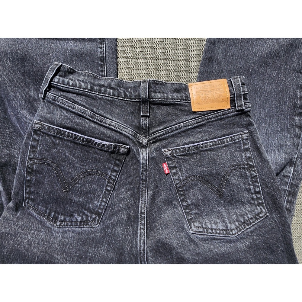 Levi's Ribcage Straight Premium Jeans Ankle Women's Size 28 Black Grey High Rise - Picture 7 of 10